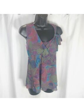 Daisy & Clover Paisley Nylon Pullover Babydoll Sleeveless Top